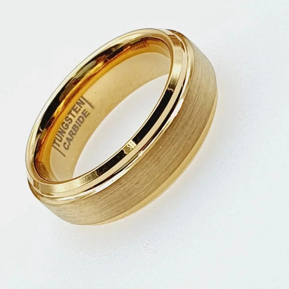 "Yellow Gold Tungsten Brushed Finish Wedding Ring for Women, GALTUN720 - Picture 10 of 11